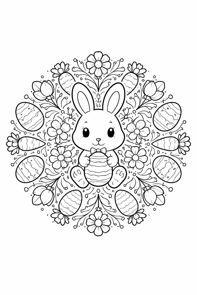 Desenho de mandala da páscoa para colorir
