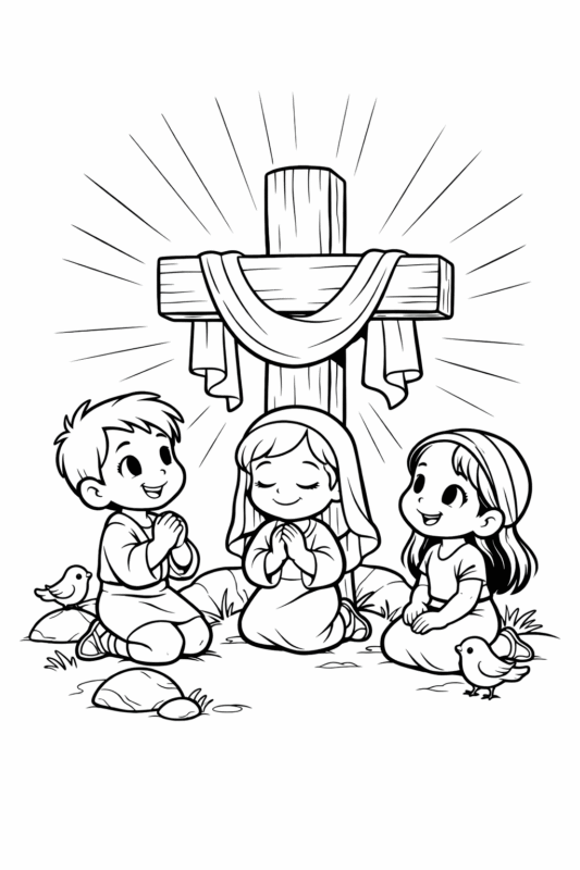 desenho de páscoa religioso para colorir