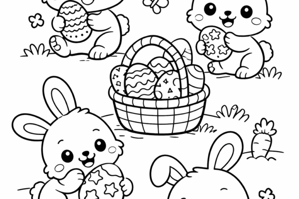 Filhotes de coelhinhos da páscoa para imprimir e colorir
