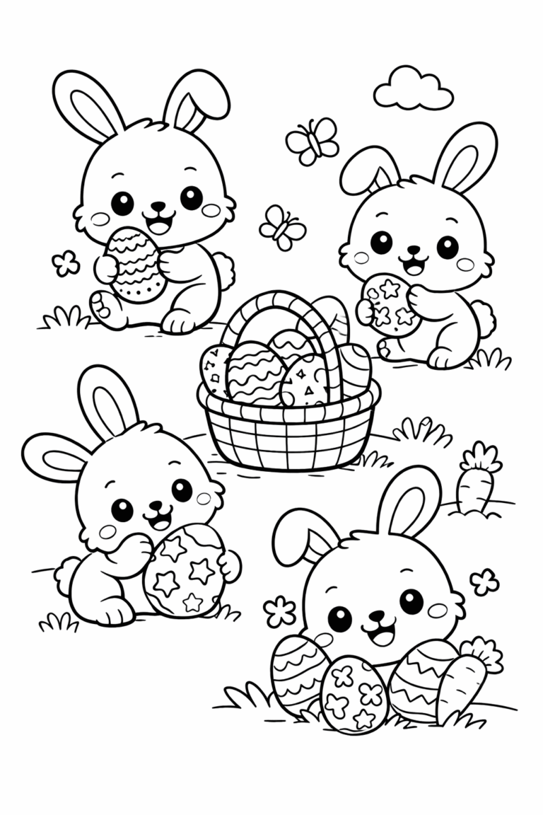 Filhotes de coelhinhos da páscoa para imprimir e colorir