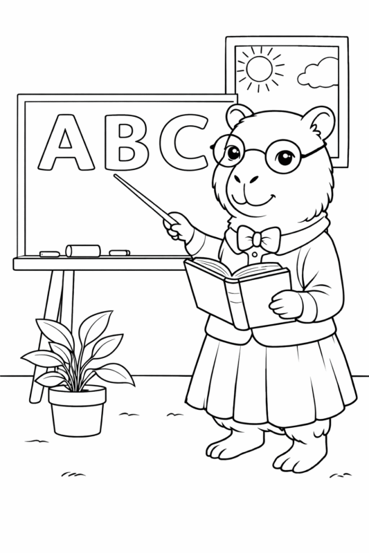 Desenho de capivara para colorir e imprimir – Atividade educativa infantil