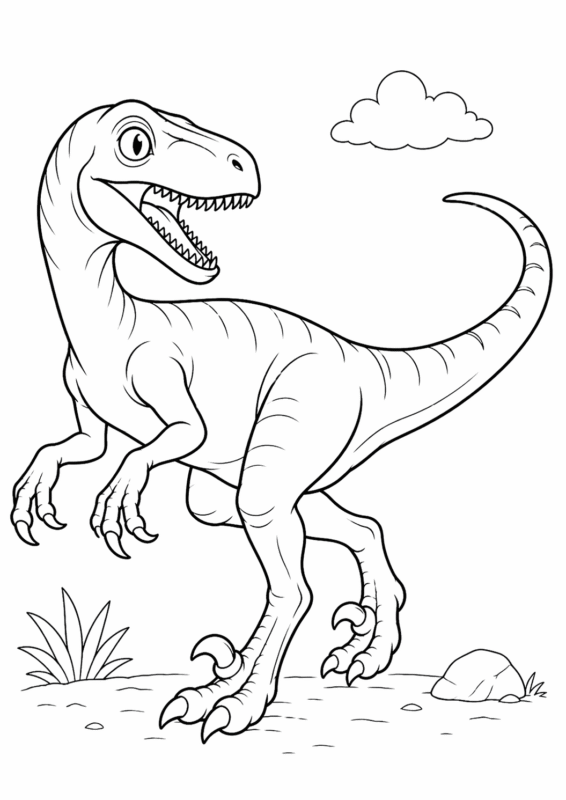 desenho de dinossauro velociraptor para colorir