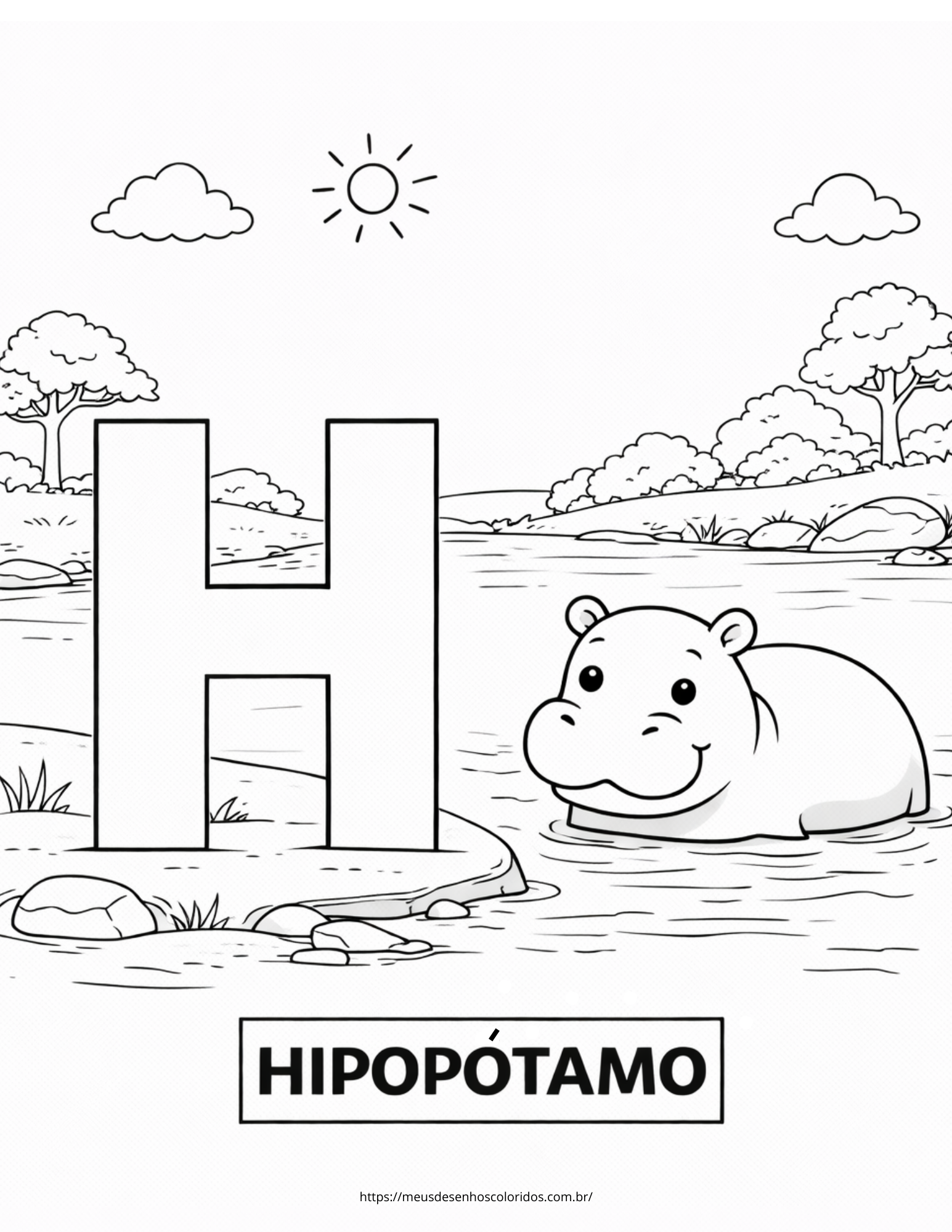 letra H para colorir