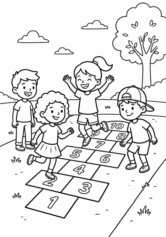 Desenho de amarelinha para colorir e imprimir