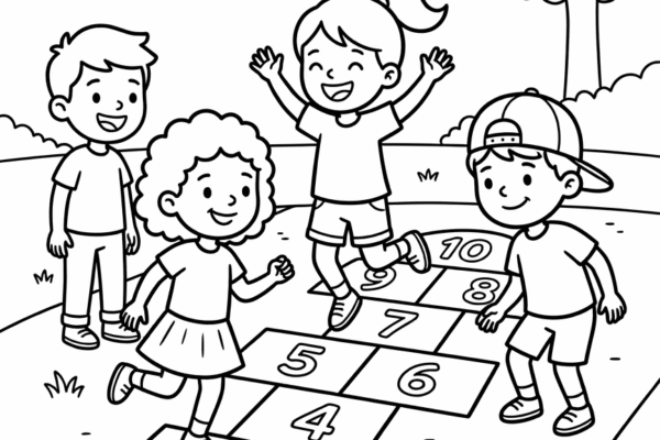 Desenho de amarelinha para colorir e imprimir