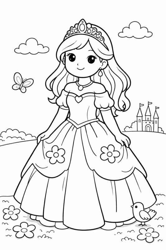 desenho de princesa para imprimir e colorir