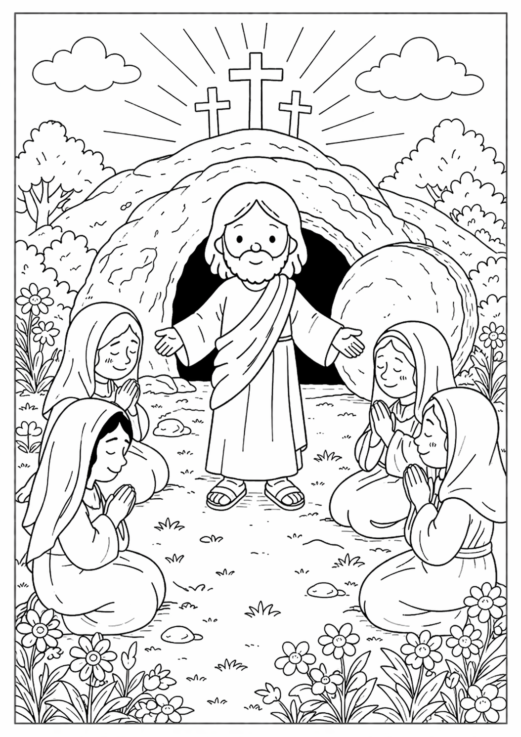 desenho religioso de páscoa para colorir com jesus ressuscitado