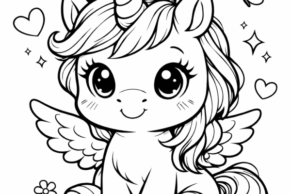 desenho de unicórnio fofo para colorir e imprimir