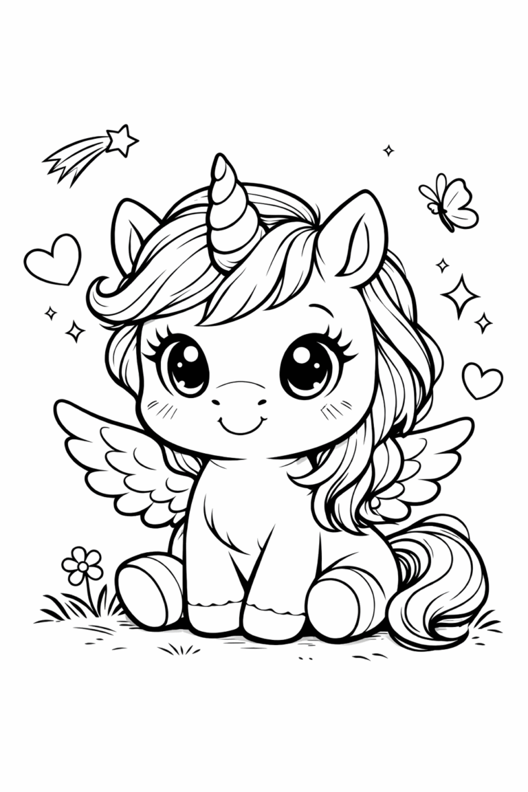 desenho de unicórnio fofo para colorir e imprimir