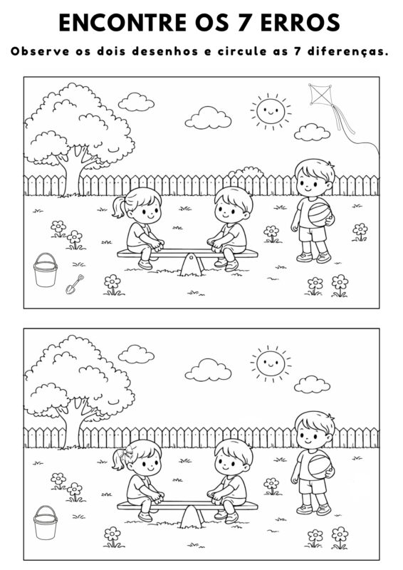 Jogo dos 7 erros para imprimir atividade infantil