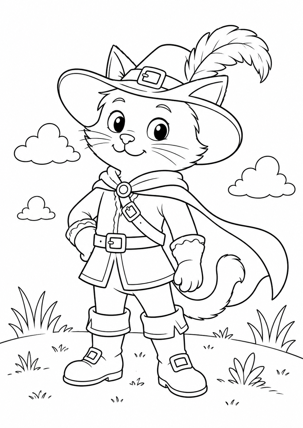 desenho do gato de botas para colorir