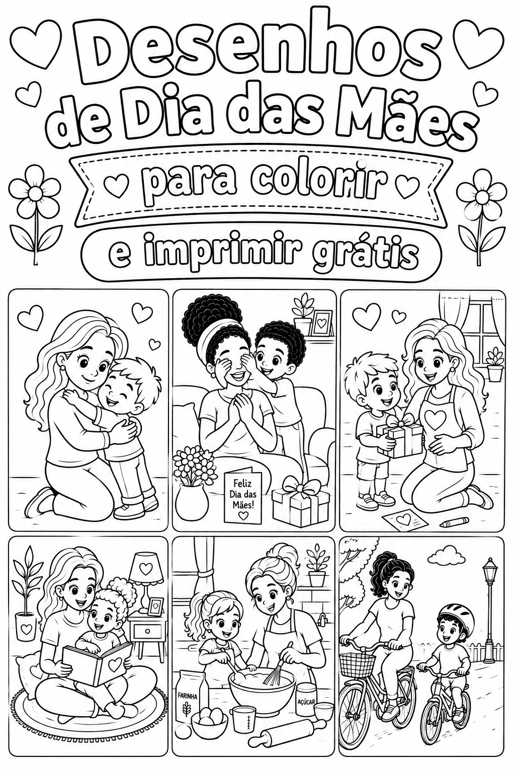 desenho de dia das mães para colorir