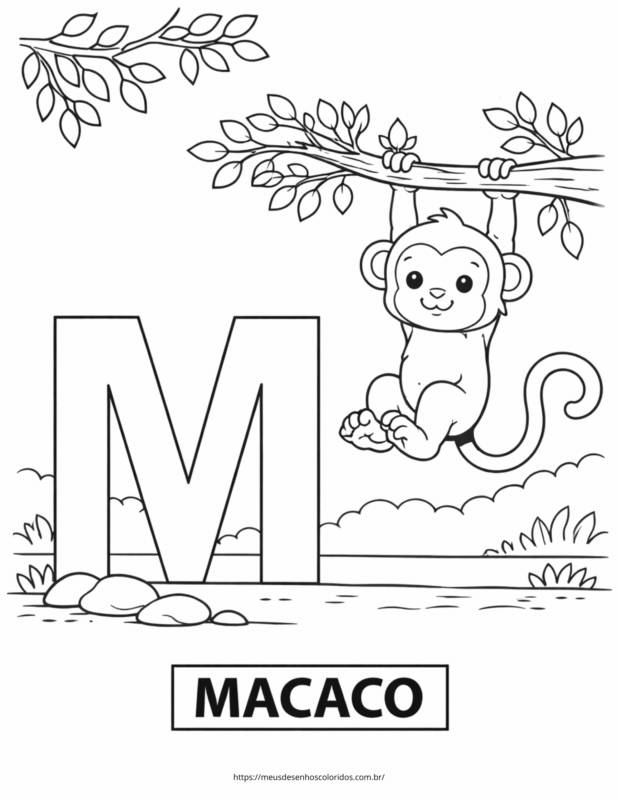 letra M para colorir