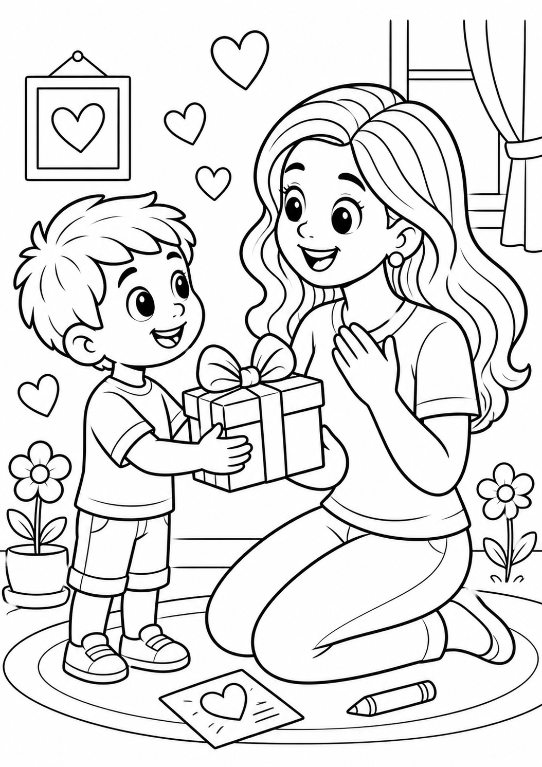 desenho de dia das mães para colorir e imprimir grátis
