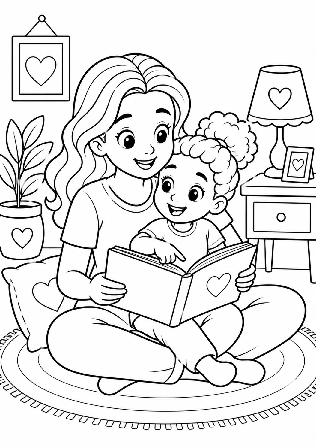 desenho-mãe-e-filha-colorir