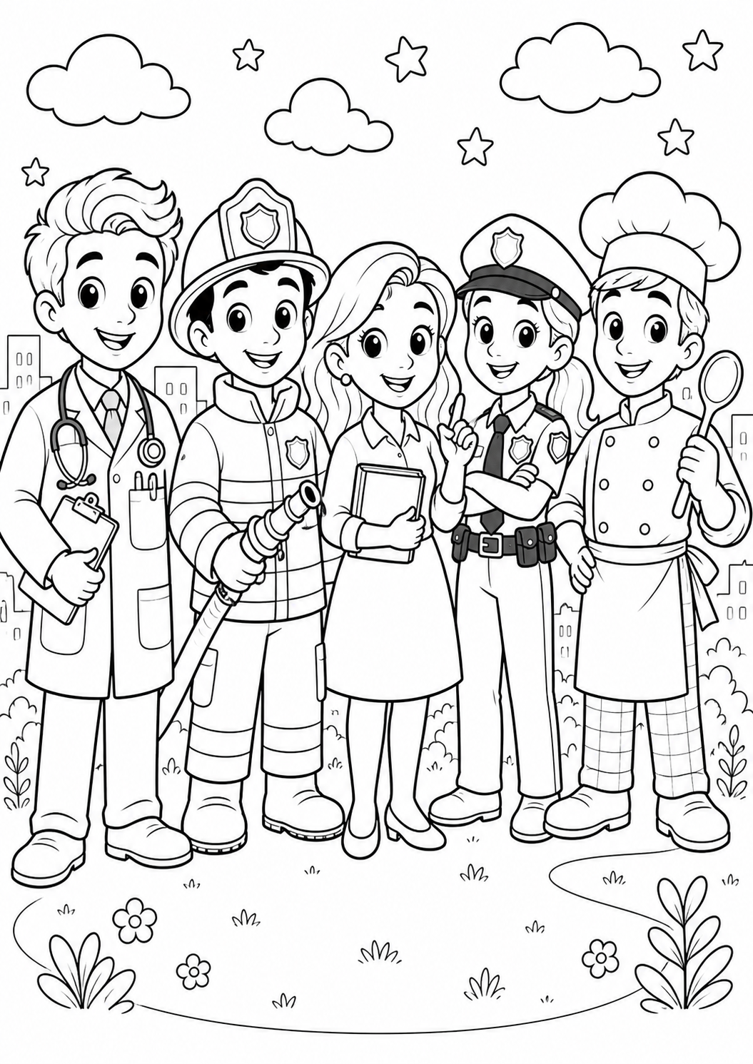 desenho de profissões para colorir
