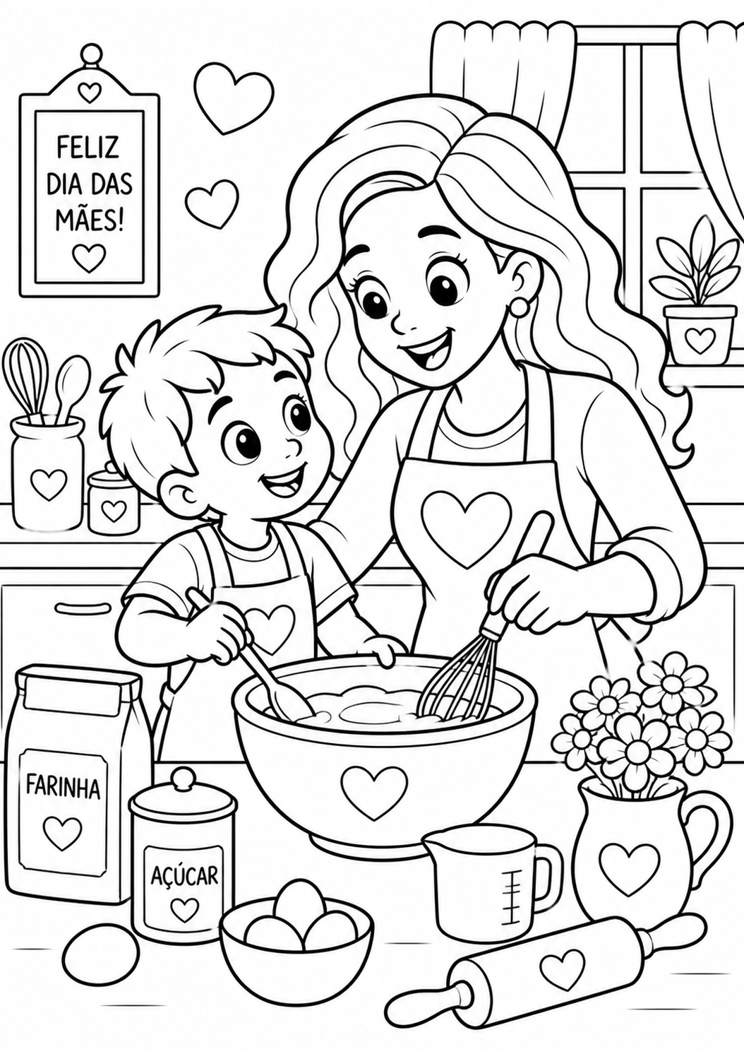 desenho de dia das mães para colorir