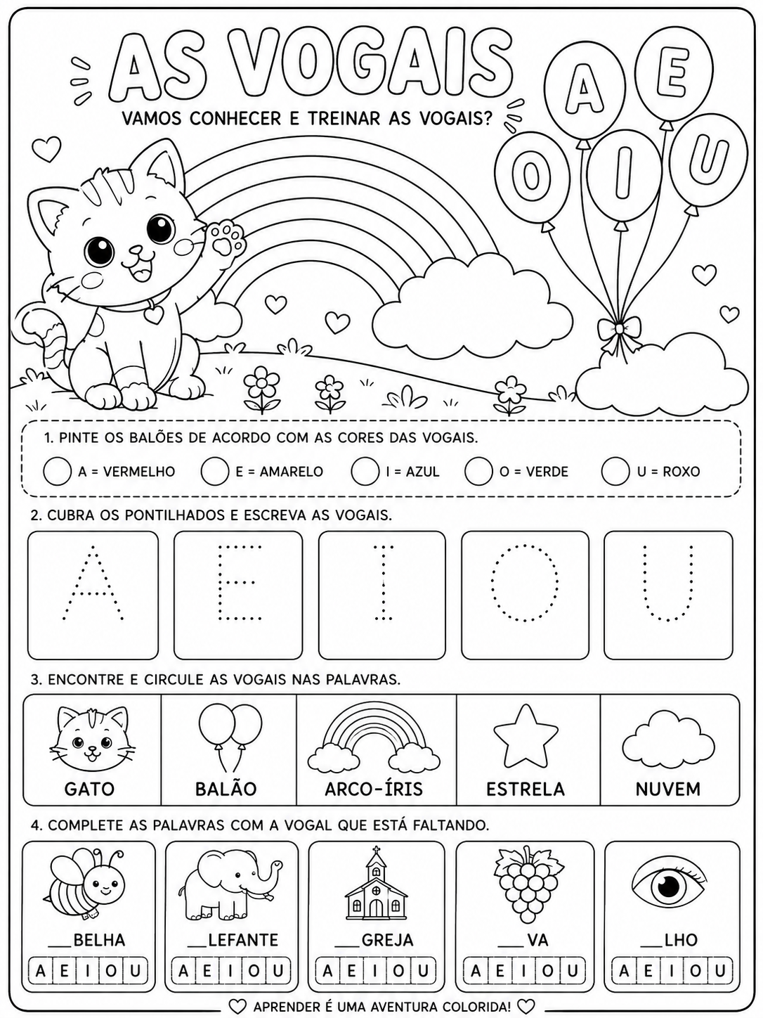 atividade infantil sobre as vogais