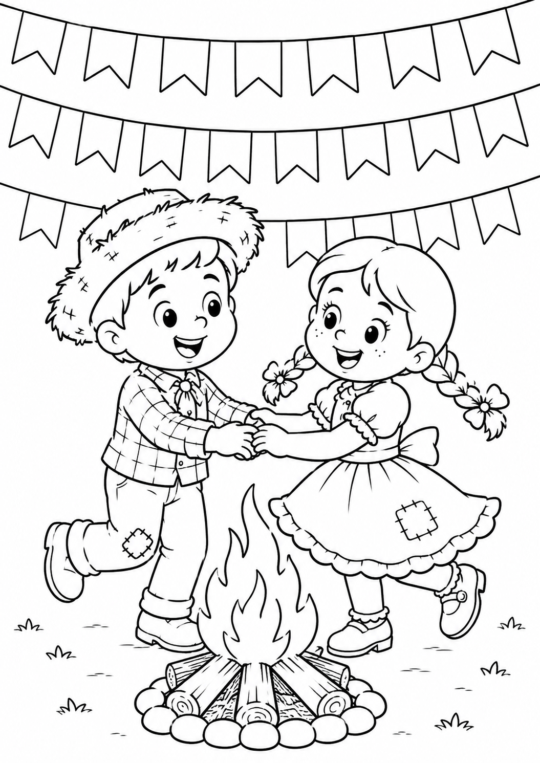 festa junina para colorir