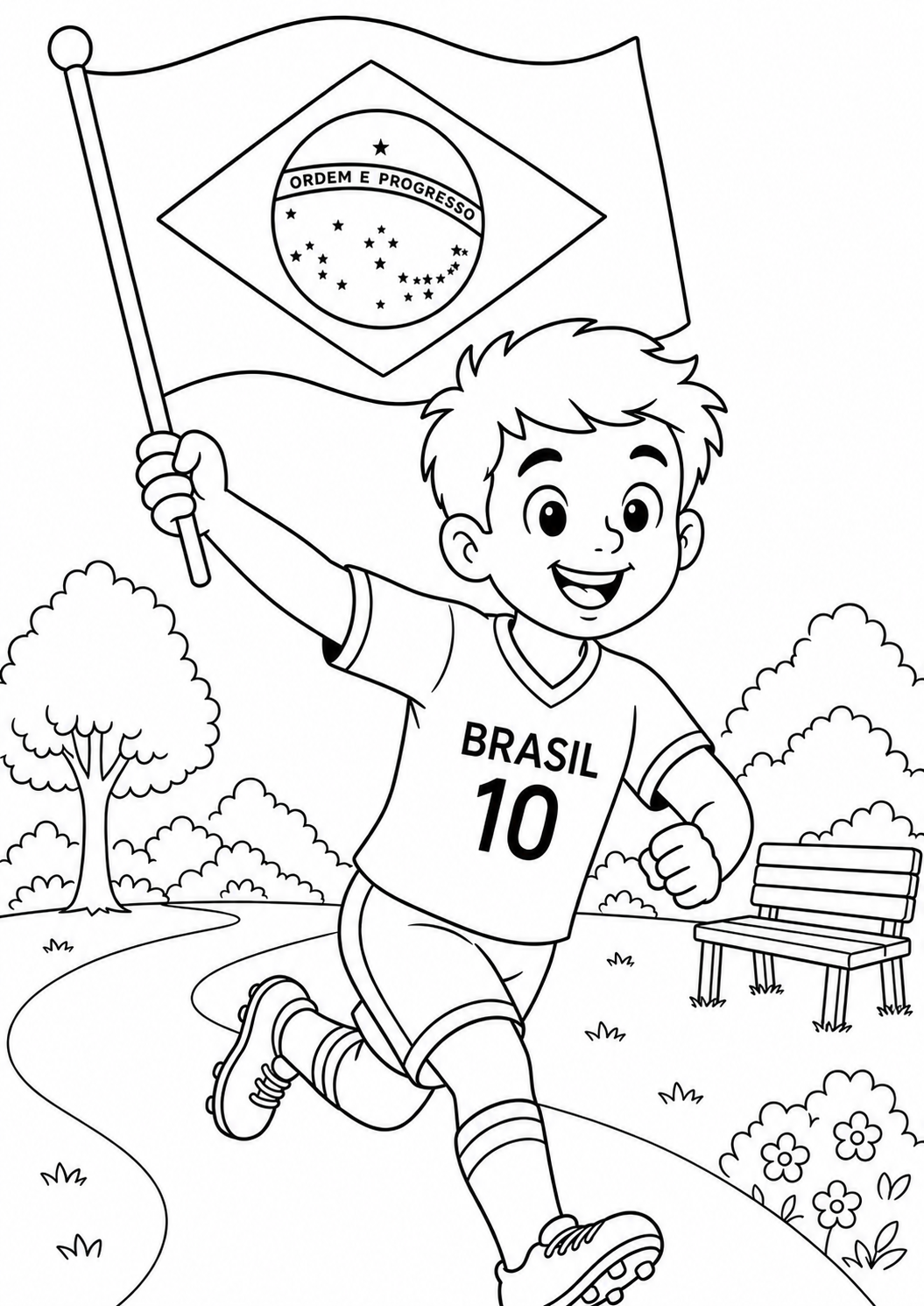 Desenho de bandeira do Brasil para colorir