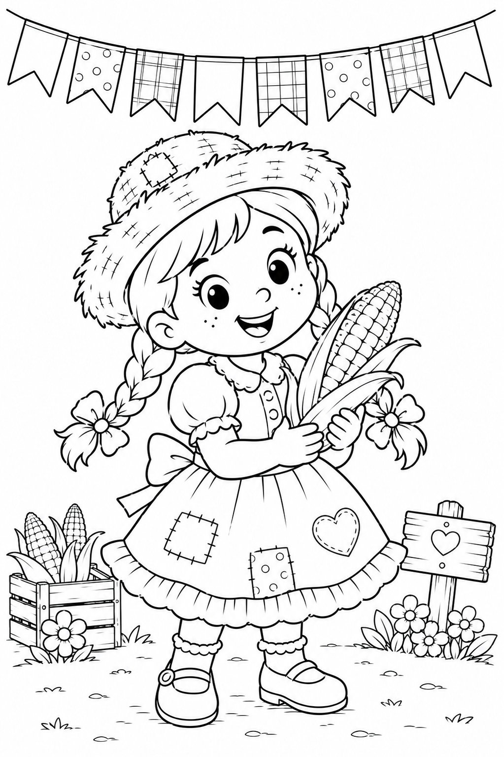 festa junina para colorir