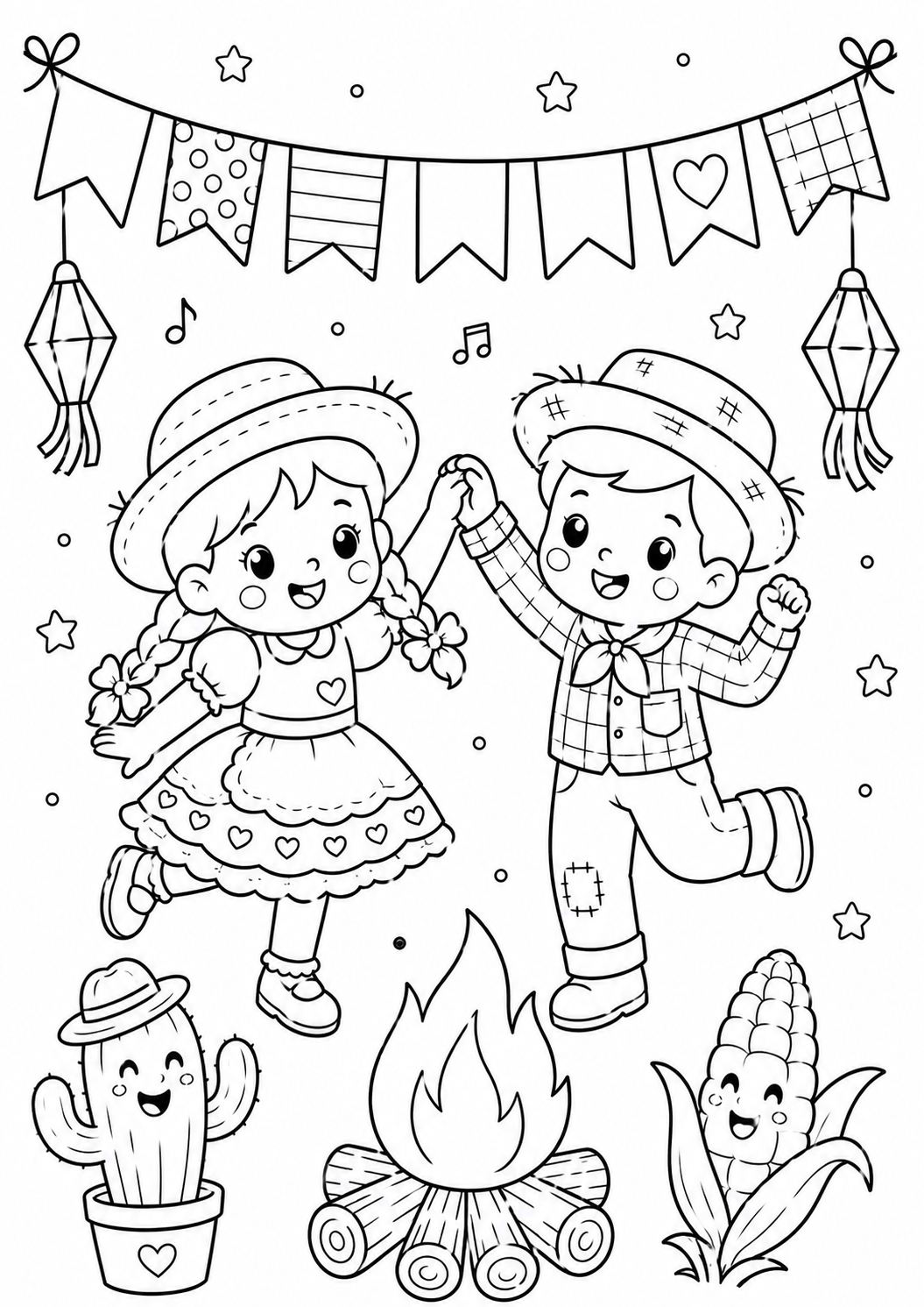 desenho de festa junina para colorir e imprimir