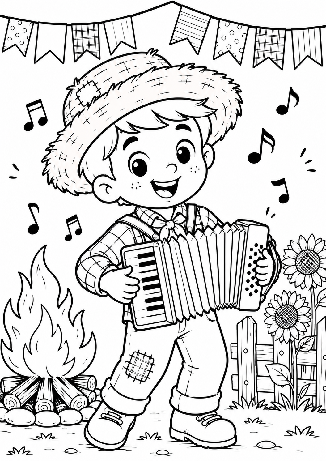 desenho de festa junina para imprimir e colorir