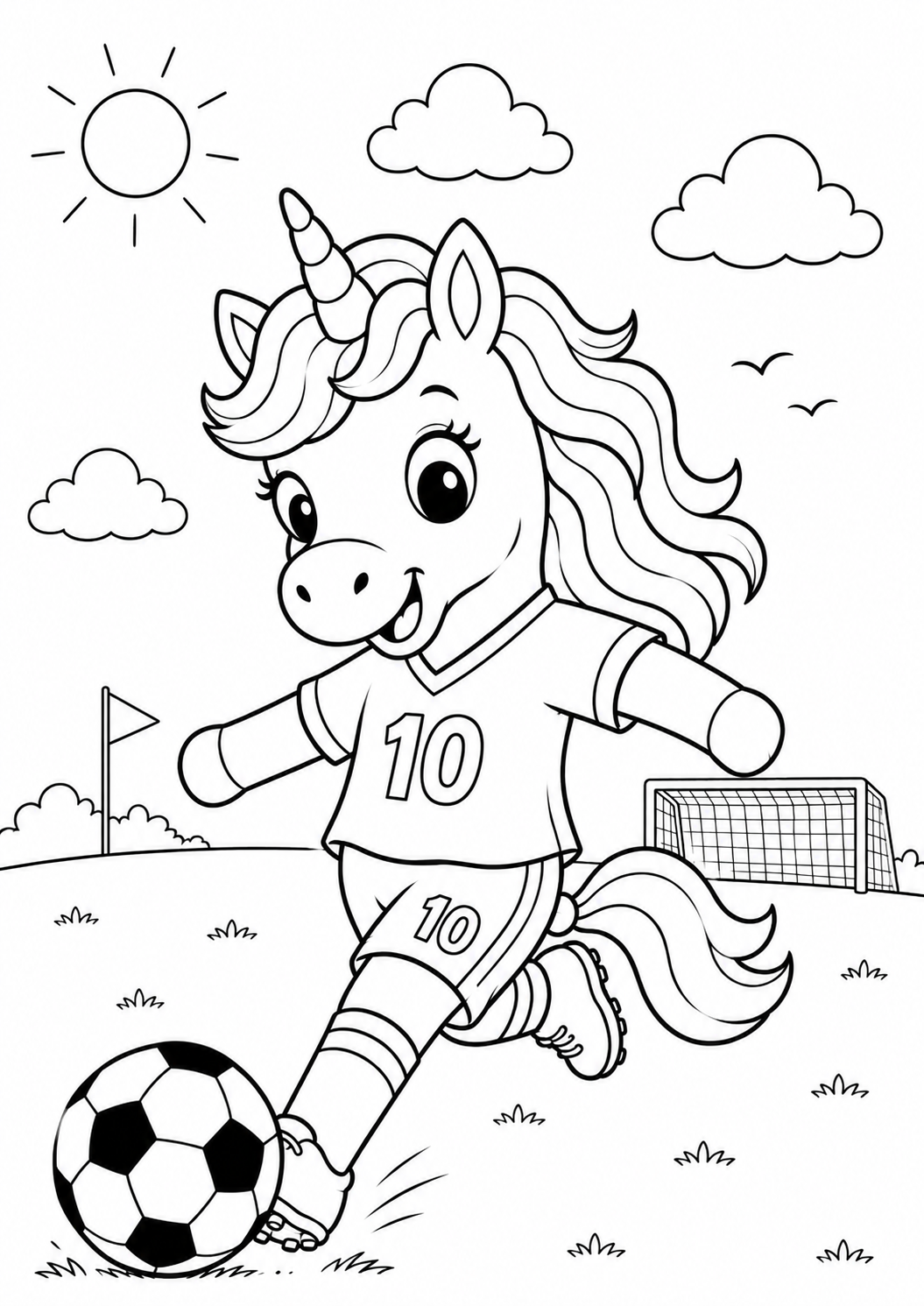 desenho para colorir de unicórnio jogador de futebol