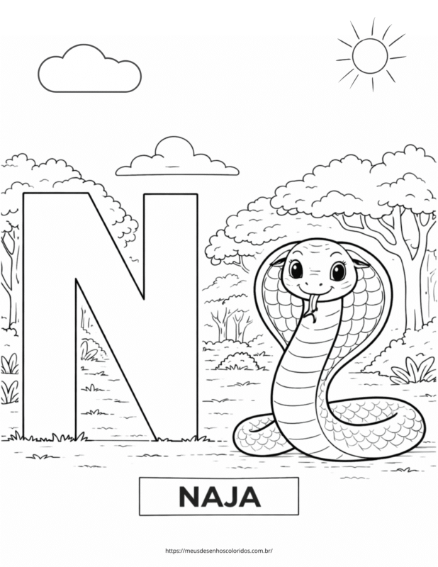 letra N para colorir