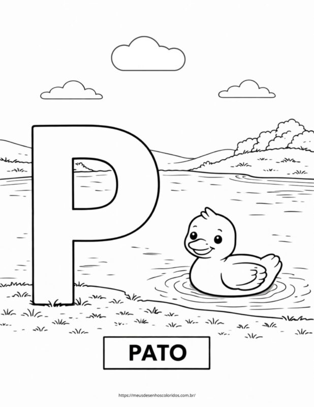 letra P para colorir - atividade infantil de alfabetização