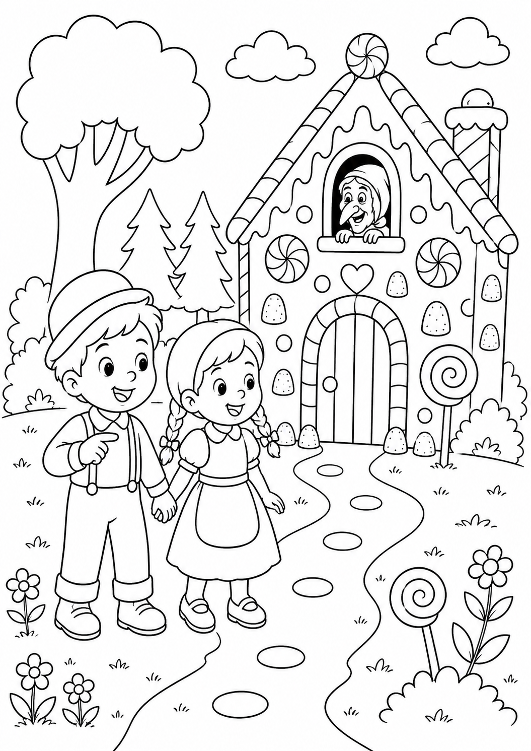 desenho de João e Maria para colorir
