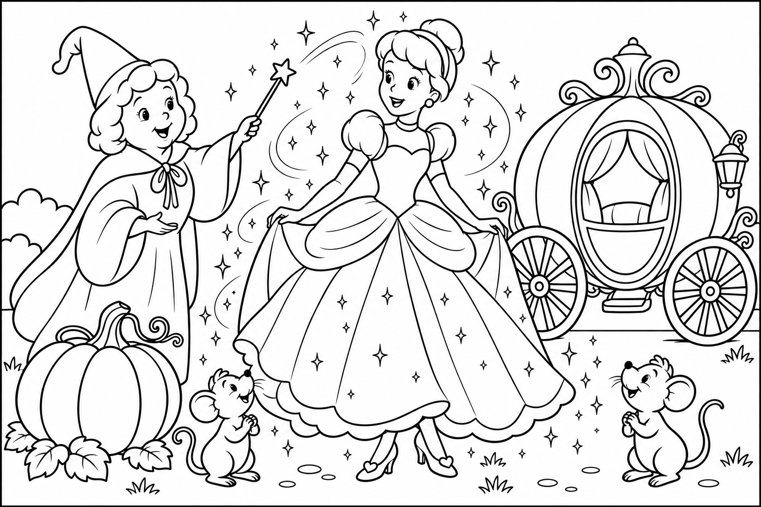 desenho da Cinderela para colorir