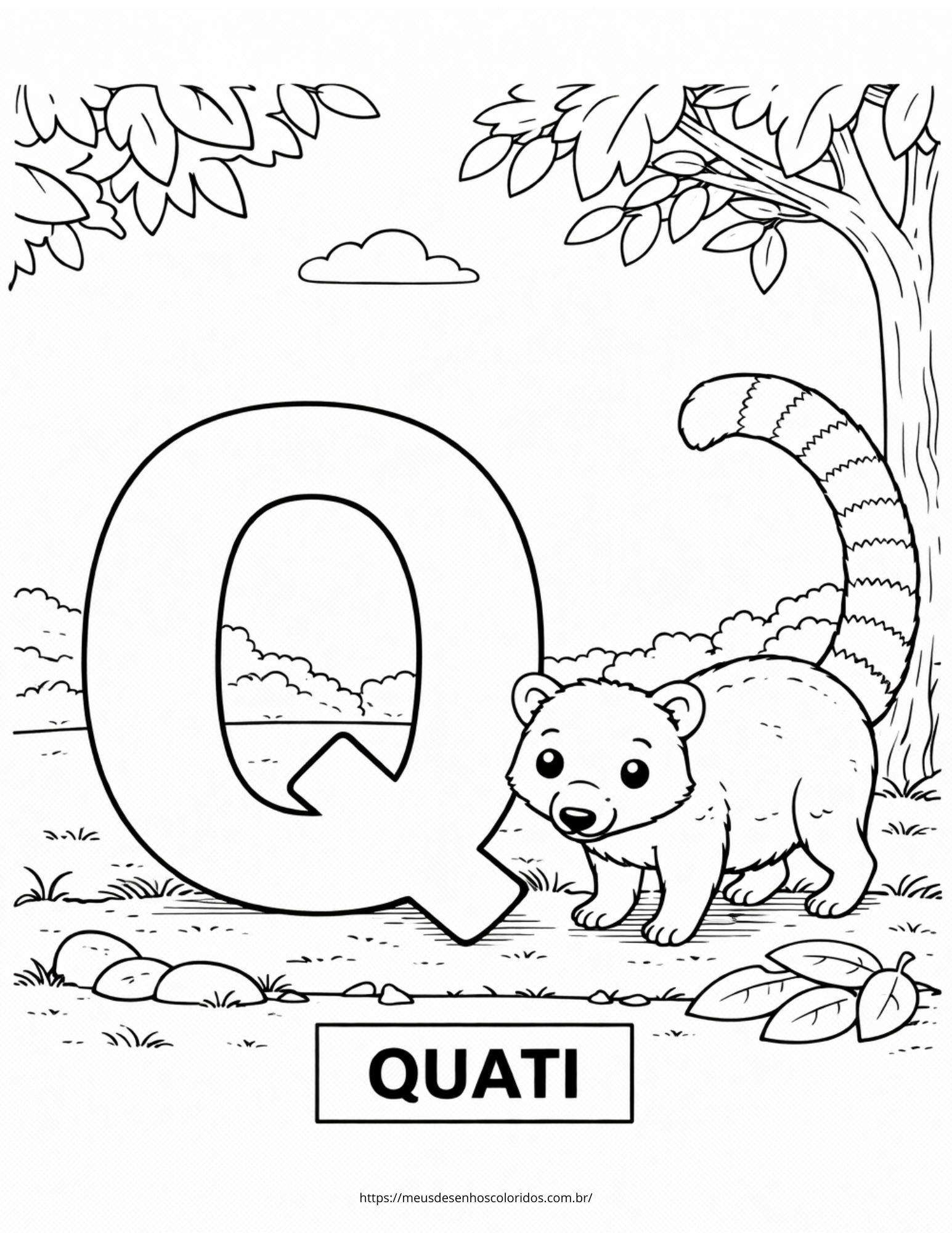 letra Q para colorir