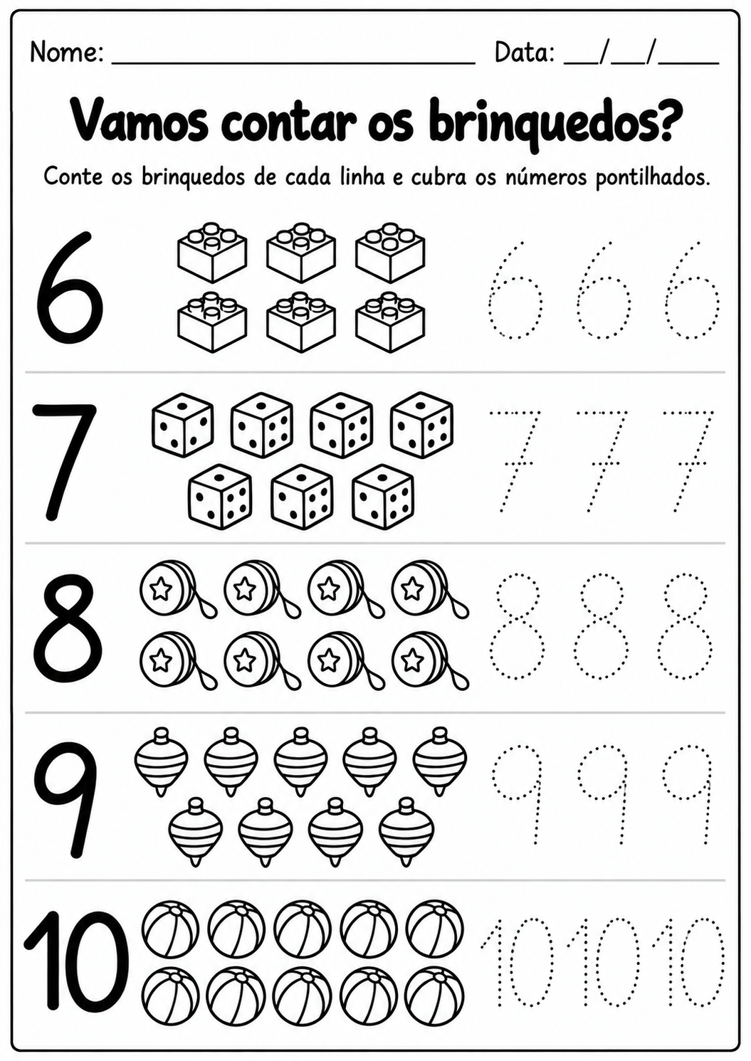 atividade com números de 1 a 10
