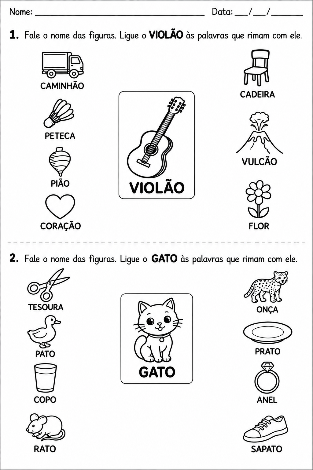 atividade infantil com rimas