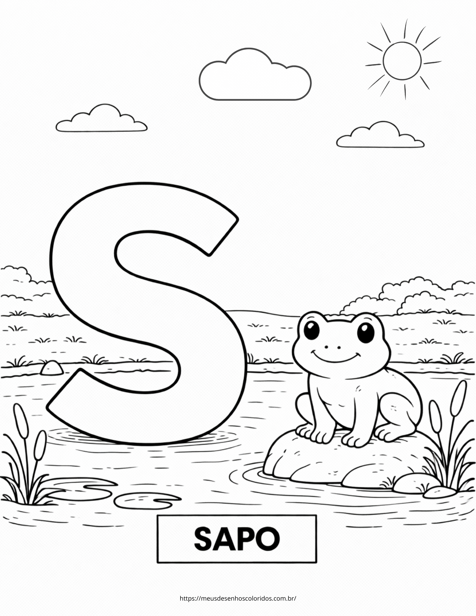 letra S para colorir - atividade infantil de alfabetização
