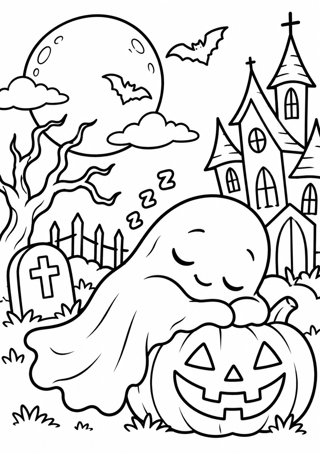 desenho de fantasma de halloween para imprimir e colorir
